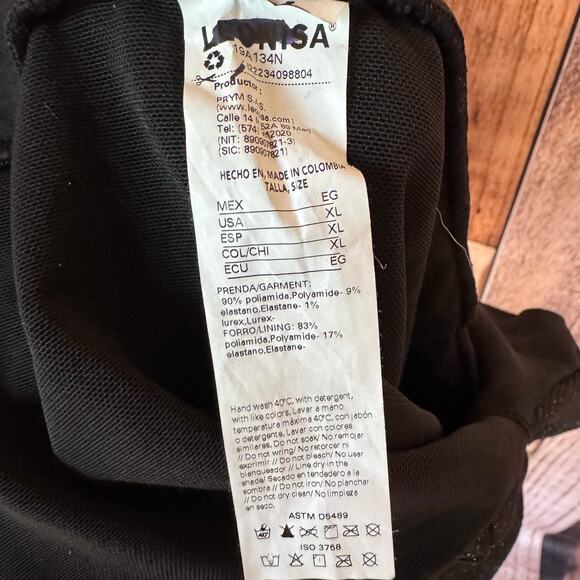 Leonisa Swimsuit One Piece Black Sparkle XL Beach Vacation Pool Resort Cruise - Picture 7 of 9